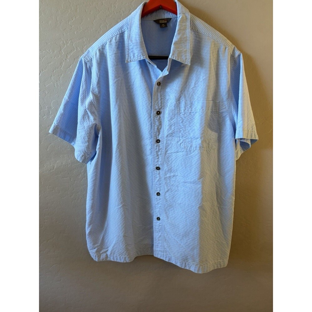 ROYAL ROBBINS Blue Checkered Short Sleeve Button Up Relaxed Fit Men's Size XL - Picture 2 of 6